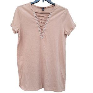 Forever 21 Cotton V Neck Top Blouse Sz L